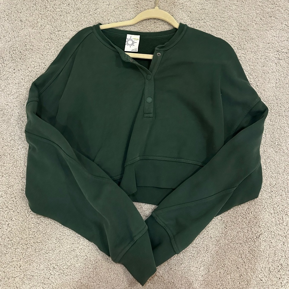 Aerie Green Cropped Sweatshirt